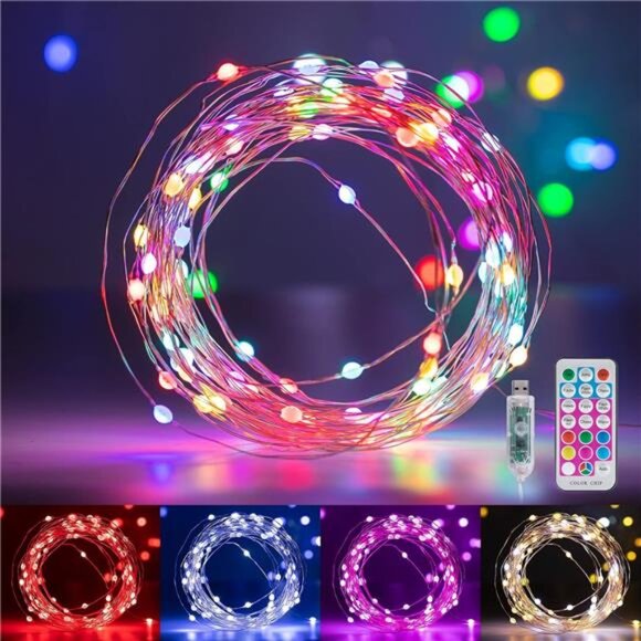 Fairy Lights Color Changing - 33FT 100 LED String Lights with Remote,11 Modes - Picture 1 of 7
